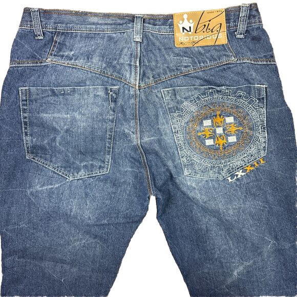 Vintage Notorious Big Jeans Mens 40 Embroidered Hip-Hop Baggy 90s Streetwear - Picture 3 of 8